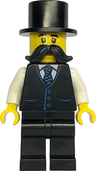 Gold Mine Wagon Driver - Male, Black Vest with Blue Striped Tie, Black Legs, Black Top Hat, Large Moustache
