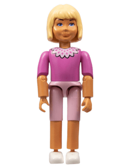Belville Female, Child Girl - Pink Shorts, Dark Pink Top with Lace Collar Pattern, Very Light Orange Hair, White Shoes (75755)