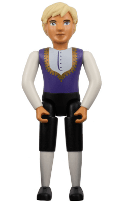 Belville Male, Adult Man (King) - Black Shorts, Dark Purple Top with Gold Trim and White Shirt Pattern, Light Yellow Hair, Black Shoes (4499729)