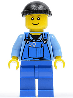 LEGO Overalls with Tools in Pocket Blue Black Knit Cap (boat010) minifigure