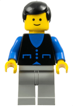Shirt with 3 Buttons - Blue, Light Gray Legs, Black Male Hair