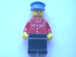 Shirt with 4 Buttons (sticker) - Red - Black Legs, Blue Hat