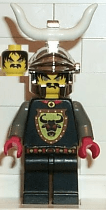 Knights Kingdom I - Cedric the Bull (Robber Chief), Chrome Silver Dragon Helmet, Horns