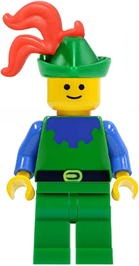 Forestman - Blue, Green Hat, Red 3-Feather Plume