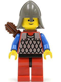 Scale Mail - Red with Blue Arms, Red Legs with Black Hips, Dark Gray Neck-Protector, Quiver