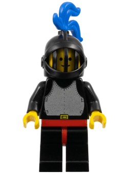 Breastplate - Black, Black Legs with Red Hips, Black Grille Helmet, Blue Plume, Black Plastic Cape
