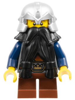 Fantasy Era - Dwarf, Black Beard, Metallic Silver Helmet with Studded Bands, Dark Blue Arms