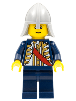 LEGO Red Sash Light Bluish Gray Neck Protector Reddish Brown Eyebrows (cas479b) Castle Minifigure