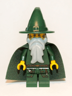 Kingdoms - Dark Green Wizard, Light Bluish Gray Beard, Cape (Chess King)