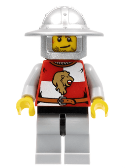 Kingdoms - Lion Knight Quarters, Helmet with Broad Brim, Crooked Smile and Scar (Chess Pawn)