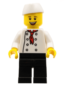 Chef - Black Legs, Open Mouth Smile, 'LEGO HOUSE Home of the Brick' on Back