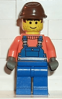 LEGO Overalls with Safety Stripe Blue Brown Cavalry Cap (con005) minifigure