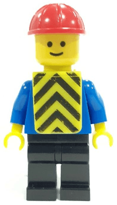 LEGO Plain Blue Torso with Blue Arms Red Construction Helmet Yellow Vest with Black Chevrons (Printed) (con013) minifigure