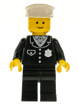 Police - Suit with 4 Buttons, Black Legs, White Hat