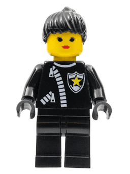 Police - Zipper with Sheriff Star, Black Ponytail Hair