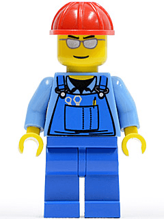 LEGO Overalls with Tools in Pocket Blue Red Construction Helmet Silver Sunglasses (cty0029) minifigure