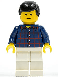 LEGO Plaid Button Shirt Black Male Hair Standard Grin (cty0037) Town / City Minifigure