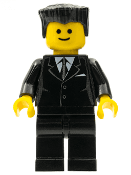 LEGO Suit Black Black Flat Top Hair Standard Grin (cty0038) minifigure
