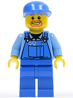 LEGO Overalls with Tools in Pocket Blue Blue Cap Beard Around Mouth (cty0048) minifigure