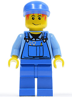 LEGO Overalls with Tools in Pocket Blue Blue Cap Messy Red Hair (cty0050) minifigure