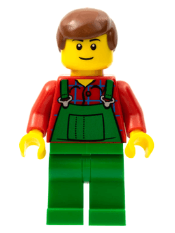 LEGO Overalls Farmer Green Reddish Brown Male Hair Black Eyebrows (cty0058a) minifigure
