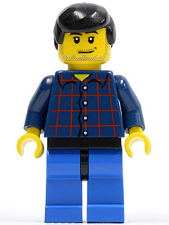 LEGO Plaid Button Shirt Black Male Hair Smirk and Stubble Beard (cty0083) minifigure