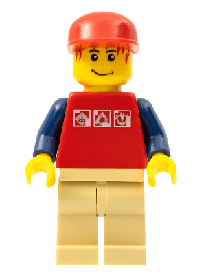 LEGO Red Shirt with 3 Silver Logos Messy Red Hair (cty0084) Town / City Minifigure
