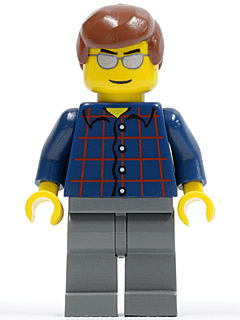 LEGO Plaid Button Shirt Reddish Brown Male Hair Silver Sunglasses (cty0103) Town / City Minifigure