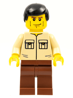LEGO Shirt with 2 Pockets No Collar Reddish Brown Legs Black Male Hair (cty0112) minifigure