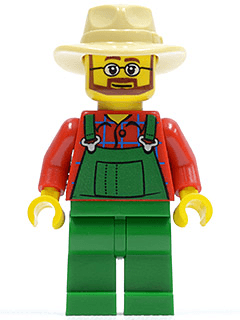 LEGO Overalls Farmer Green Beard and Glasses (cty0133) Town / City Minifigure