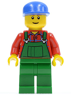 LEGO Overalls Farmer Green Blue Cap (cty0136) Town / City Minifigure
