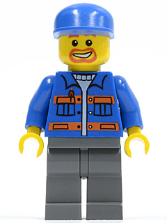 LEGO Blue Jacket with Pockets and Orange Stripes Blue Cap Beard Around Mouth (cty0141) minifigure