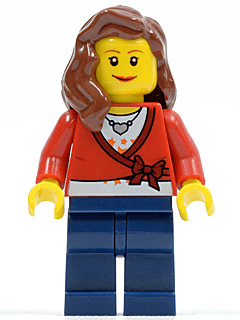 LEGO Sweater Cropped with Bow Heart Necklace Reddish Brown Female Hair over Shoulder (cty0143) minifigure