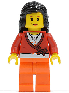 LEGO Sweater Cropped with Bow Heart Necklace Black Female Hair Mid-Length (cty0149) Town / City Minifigure