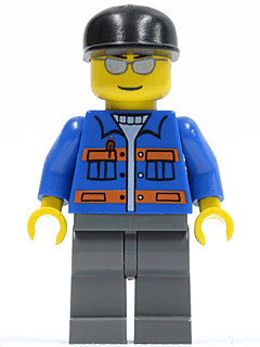 LEGO Blue Jacket with Pockets and Orange Stripes Black Cap Silver Sunglasses (cty0150) minifigure