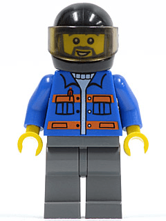 LEGO Blue Jacket with Pockets and Orange Stripes Gray Beard (cty0152) Town / City Minifigure