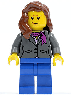 LEGO Dark Bluish Gray Jacket with Magenta Scarf Reddish Brown Female Hair over Shoulder (cty0185) minifigure