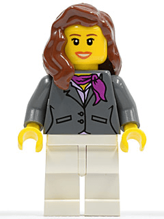 LEGO Dark Bluish Gray Jacket with Magenta Scarf Reddish Brown Female Hair over Shoulder (cty0187) Town / City Minifigure