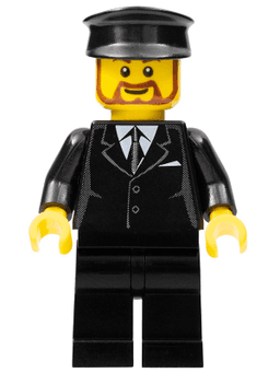 LEGO Suit Black Black Police Hat Brown Beard Rounded (cty0189) minifigure
