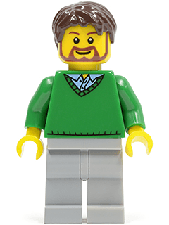 LEGO Green V-Neck Sweater Dark Brown Tousled Hair (cty0194) minifigure