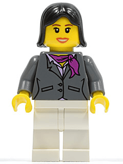 LEGO Dark Bluish Gray Jacket with Magenta Scarf Black Female Hair (cty0195) minifigure