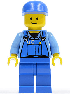 LEGO Overalls with Tools in Pocket Blue Blue Cap Standard Grin (cty0213) minifigure