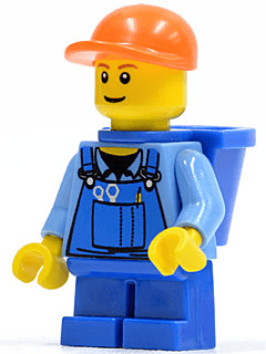 LEGO Overalls with Tools in Pocket Blue Orange Short Bill Cap Blue Short Legs D-Basket (Unde (cty0214) Town / City Minifigure