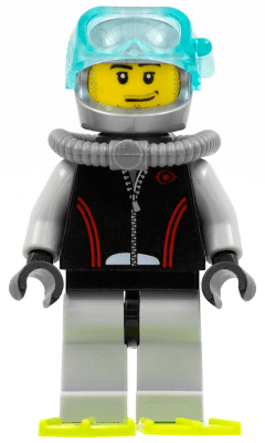 LEGO Diver Flippers Stubble Beard and Moustache and Sideburns Scuba Tank (cty0235) Town / City Minifigure