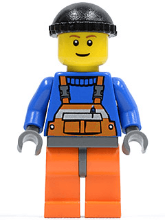 LEGO Overalls with Safety Stripe Orange Black Knit Cap (cty0238) minifigure