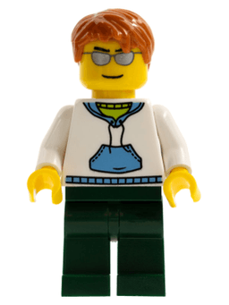 LEGO White Hoodie with Medium Blue Pocket Dark Orange Short Tousled Hair (cty0240) minifigure