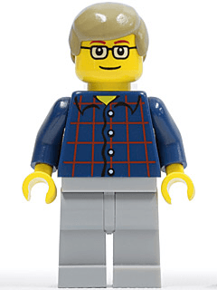 Plaid Button Shirt, Light Bluish Gray Legs, Dark Tan Male Hair, Glasses