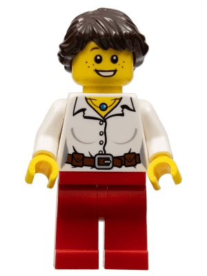 LEGO Blouse with Buttons Dark Brown Hair Ponytail Long French Braided (cty0281) Town / City Minifigure