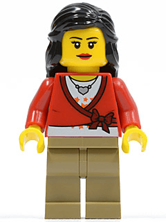 LEGO Sweater Cropped with Bow Heart Necklace Black Female Hair Mid-Length (cty0313) Town / City Minifigure