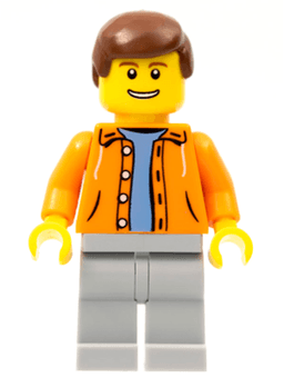 LEGO Orange Jacket with Hood over Light Blue Sweater Reddish Brown Male Hair (cty0314) minifigure